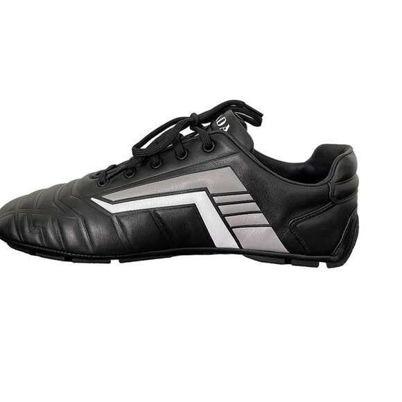 Prada 2EG325 Men's Black Leather Logo Lace-up Sneakers, Many sizes - Picture 2 of 16